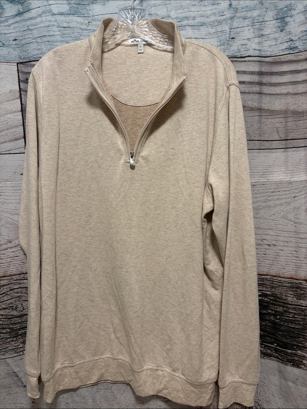NWOT Peter Millar Men's Beige Half-Zip Sweater Large